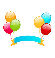 Image showing Colorful balloons with ribbon for place your text