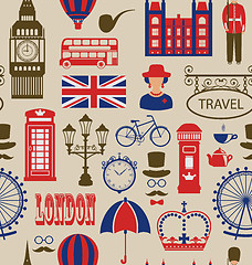 Image showing Old Seamless Texture of Silhouettes Symbols of Great Britain,