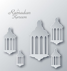 Image showing Paper Arabic Lamps with Shadows for Ramadan Kareem