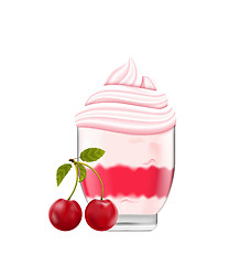 Image showing  Ice Cream with Whipped Cream and Cherry