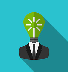 Image showing Concept lamp of new idea as out of head businessman