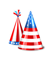 Image showing Party Hats with Flag of the United States of America