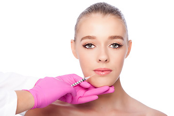 Image showing Lip Injection facial spa beauty treatment