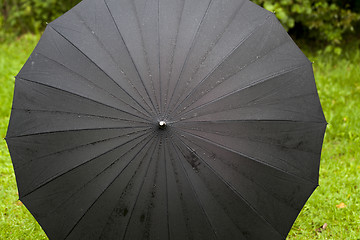 Image showing black umbrella with drops