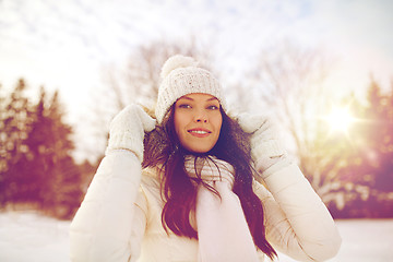 Image showing happy woman outdoors in winter