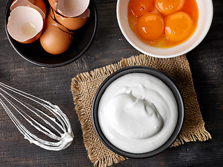 Image showing bowl of whipped eggs whites