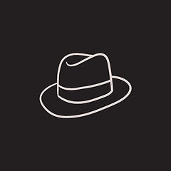 Image showing Fedora hat sketch icon.