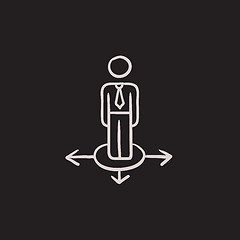 Image showing Businessman in three ways sketch icon.