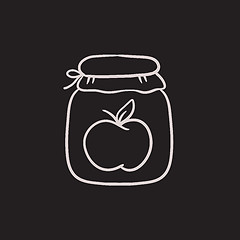 Image showing Apple jam jar sketch icon.