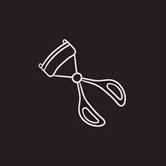Image showing Eyelash curler sketch icon.