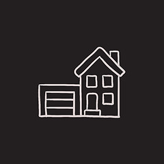 Image showing House with garage sketch icon.