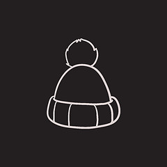 Image showing Knitted hat sketch icon.