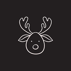 Image showing Christmas deer sketch icon.