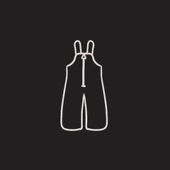 Image showing Baby winter overalls sketch icon.