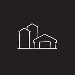 Image showing Farm buildings sketch icon.