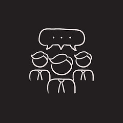 Image showing People with speech square above heads sketch icon.