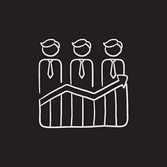 Image showing Businessmen standing on profit graph sketch icon.