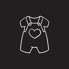 Image showing Baby overalls and shirt sketch icon.