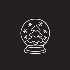 Image showing Snow globe with christmas tree sketch icon.