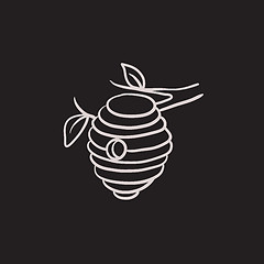 Image showing Bee hive sketch icon.