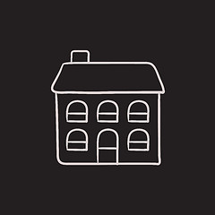 Image showing Two storey detached house sketch icon.