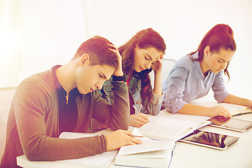 Image showing students with notebooks and tablet pc at school