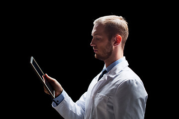 Image showing male doctor or scientist with tablet pc