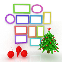 Image showing Set of Christmas and New Year frames and Christmas tree. 3D rend