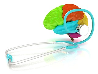 Image showing stethoscope and brain. 3d illustration