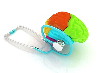 Image showing stethoscope and brain. 3d illustration