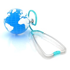 Image showing stethoscope and globe.3d illustration