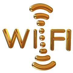 Image showing Gold wifi icon for new year holidays. 3d illustration