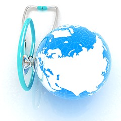 Image showing stethoscope and globe.3d illustration