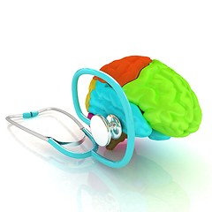 Image showing stethoscope and brain. 3d illustration