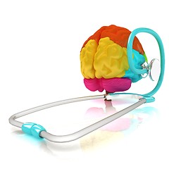 Image showing stethoscope and brain. 3d illustration