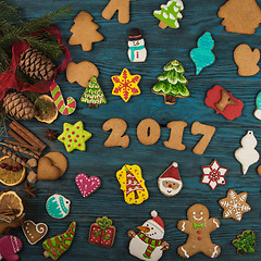 Image showing Gingerbreads for new 2017 years