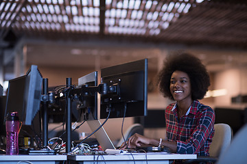 Image showing portrait of a young successful African-American woman in modern 