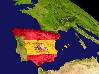 Image showing Spain with flag on Earth