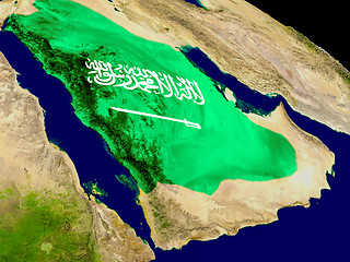 Image showing Saudi Arabia with flag on Earth