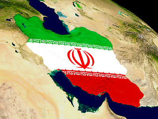 Image showing Iran with flag on Earth