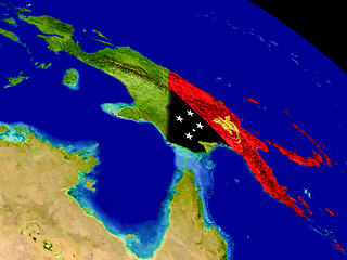 Image showing Papua New Guinea with flag on Earth