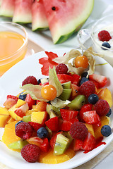 Image showing Summer refreshment - fruit salad