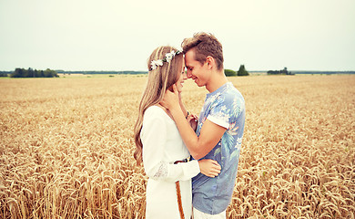 Image showing happy smiling young hippie couple outdoors