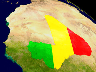 Image showing Mali with flag on Earth