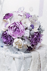 Image showing Beautiful purple bridal bouquet