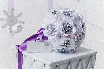 Image showing Beautiful purple bridal bouquet