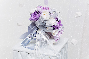 Image showing Beautiful purple bridal bouquet