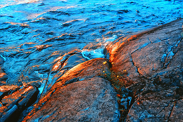 Image showing Waves Splashing About Granite Coast