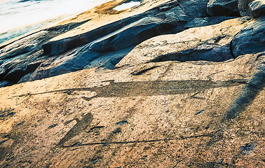 Image showing Otter and Swan - Symbols Of Onega Petroglyphs On The Cape Besov 