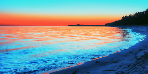 Image showing Night landscape at Lake Onega